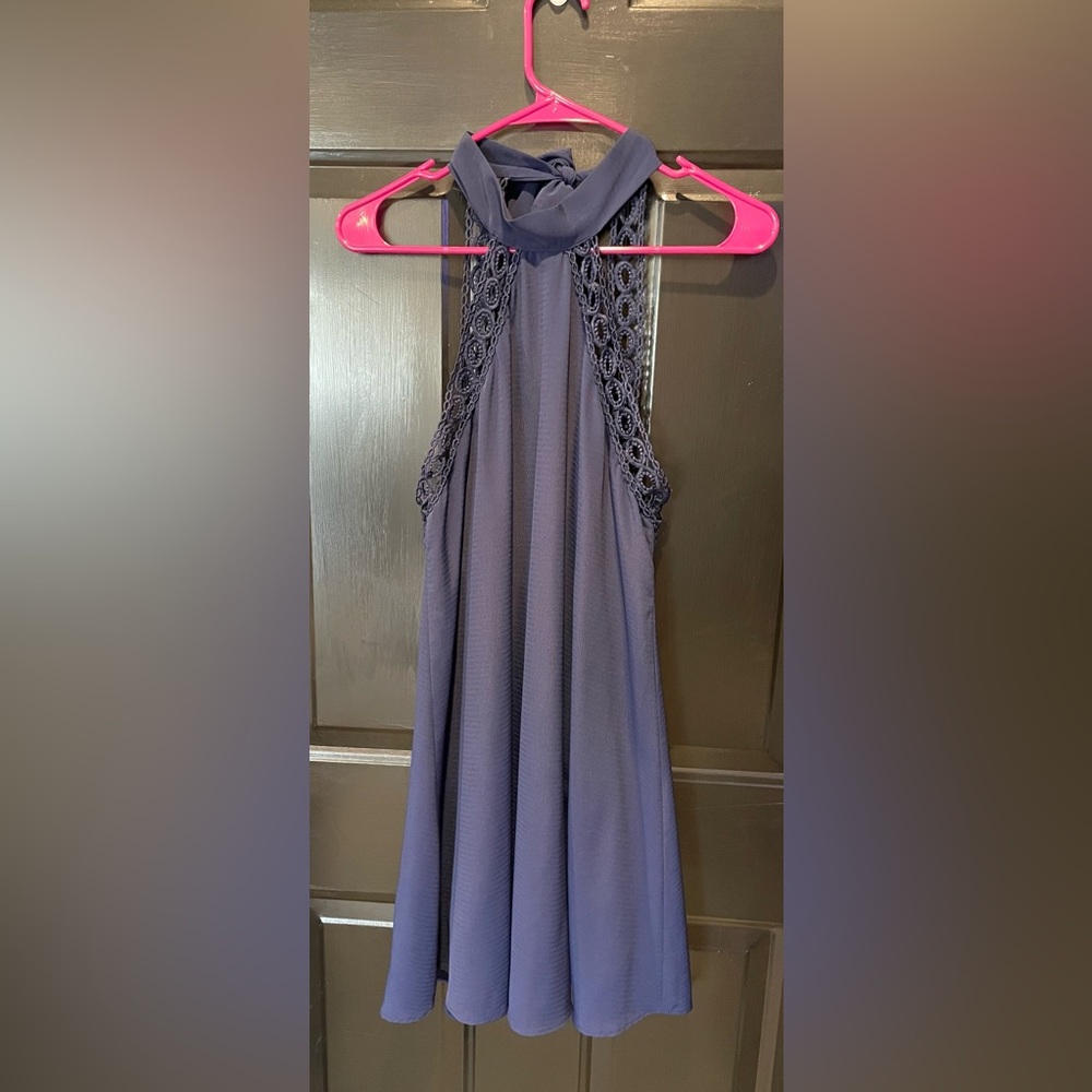 Lulus - Navy mini tie back dress